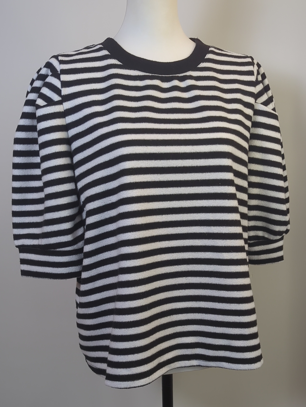 Who What Wear Puff Sleeve Fleece Striped Top Short Sleeve Pullover Blouse XL